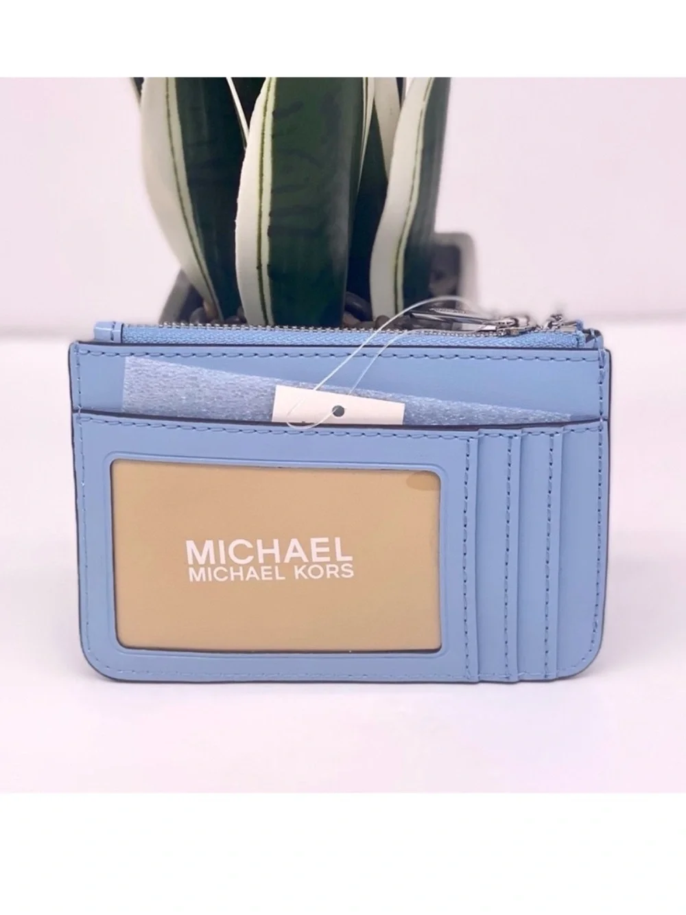 Michael Kors Sky Blue Card Holder with Keychain - Picture 3 of 10